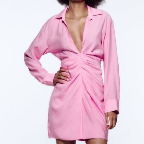 Zara Dresses & Skirts - NWT ZARA Pink Draped Dress Large